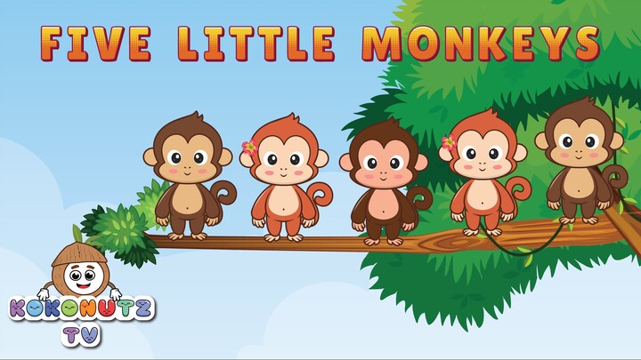 Five Little Monkeys| KokonutzTV Nursery Rhymes & Songs |