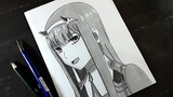 Cara menggambar zero two - darling in the franxx | how to draw animes girls