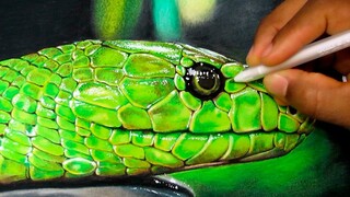 [Hội họa] Họa sĩ nước ngoài vẽ rắn trên giấy sống động như thật