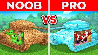 MAIZEN FAMILY: NOOB vs PRO: TANK House Build Challenge in Minecraft