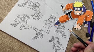 Practicing #03 Dynamic Poses Drawing Naruto Fighting Poses