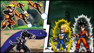 NARUTO E SASUKE OP CONTRA GOKU E VEGETA OP NO MUGEN!! TORNEIO!! (GARORSH VS COELHO)