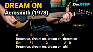 Dream On - Aerosmith (1973) Easy Guitar Chords Tutorial with Lyrics