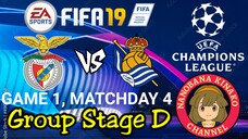 FIFA 19: UEFA Champions League | SL Benfica 🇵🇹 VS Real Sociedad (Group D)