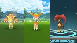 My first shiny Vulpix on autumn event with Deerling and Sawsbuck