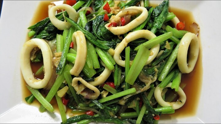 Resep praktis cumi sawi hijau saus tiram