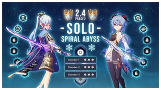 Genshin impact : 2.4 Spiral abyss 12 Ayaka Solo & Ganyu Solo 9* Clear!! [PHASE TWO]