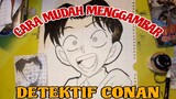 cara mudah menggambar karekter anime detektif Conan