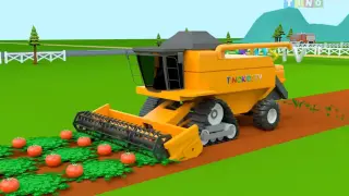 Anime|Children's English | Engineering Vehicle Harvesting Vegetables