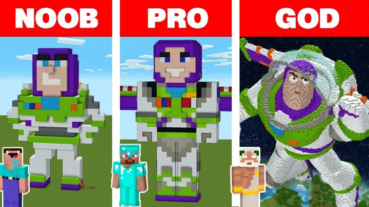 Minecraft NOOB vs PRO vs GOD: BUZZ LIGHTYEAR HOUSE BUILD CHALLENGE / Animation