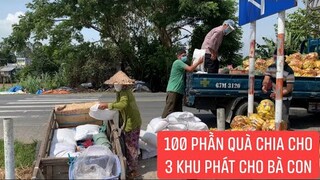 Trao 100 phần quà gạo mì nước tương thanh long cho bà con nghèo khu phong tỏa.