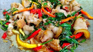 ผัดกะเพราหมูป่า [ ผัดอย่างไรให้อร่อยมาดูกัน ห้ามพลาดเด็ดขาด ] สไตล์ | ครัวบ้านๆ Channel