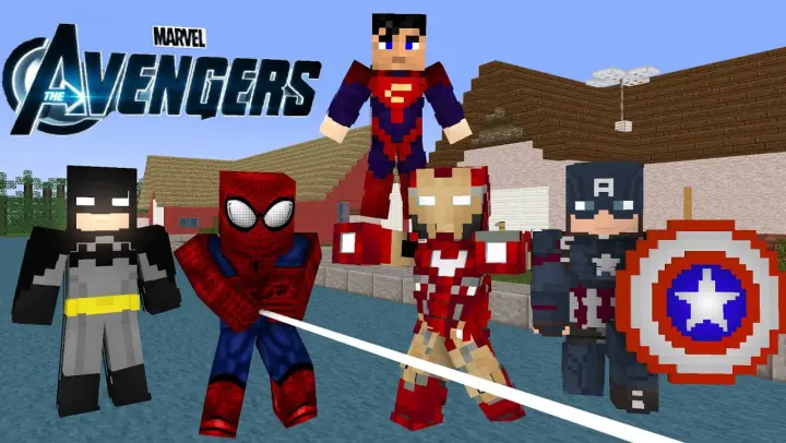 Monster School - The Avengers and Herobrine - minecraft animation