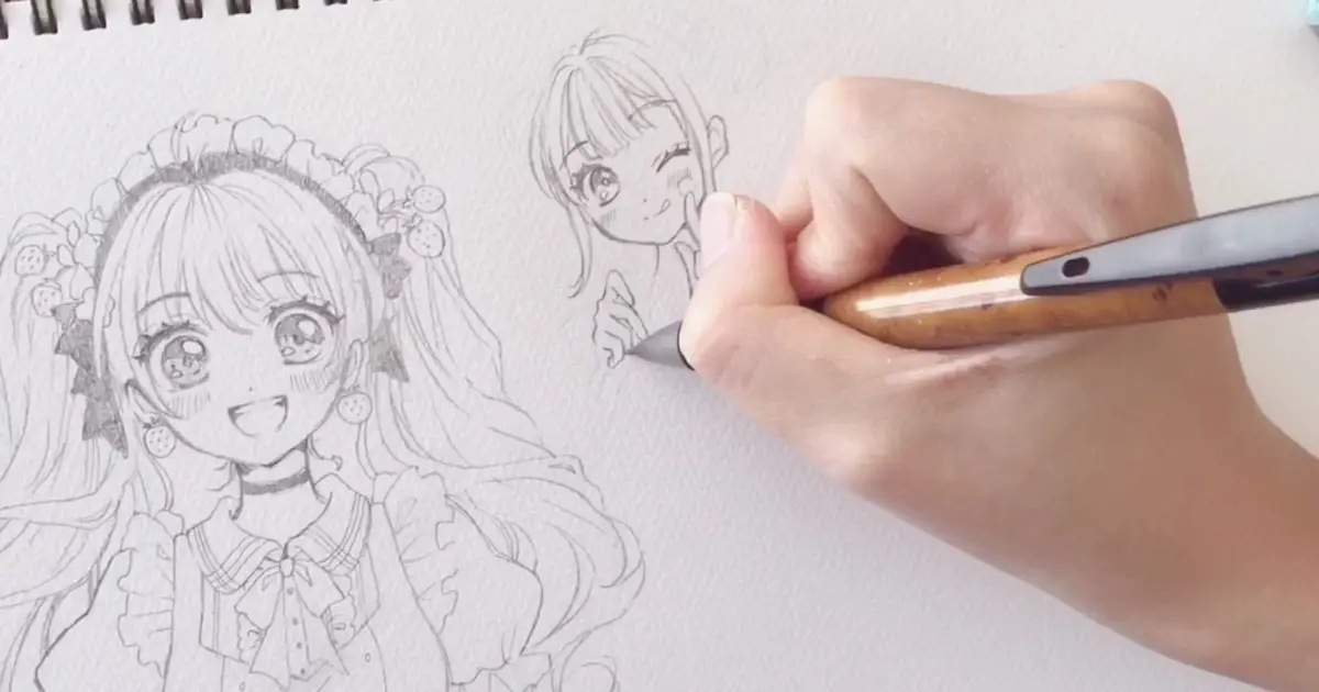 Drawing anime girls-Pencil drawing - Bilibili