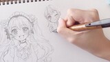 Drawing anime girls-Pencil drawing