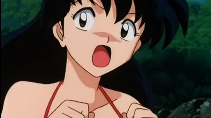 InuYasha peeks at Kagome taking a bath