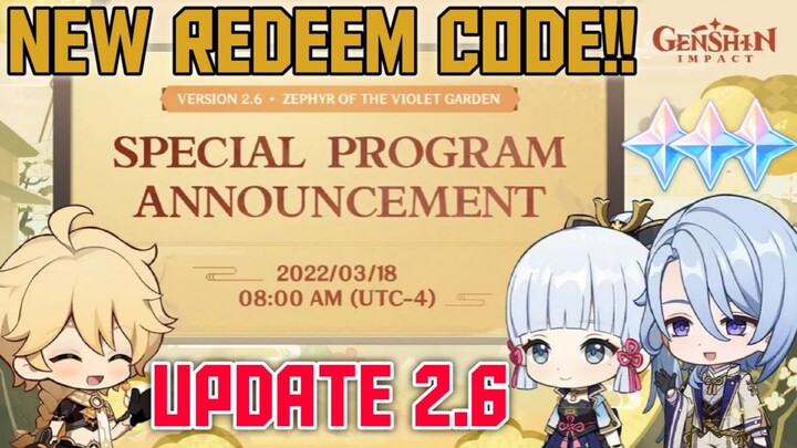 New Redeem Code Hasil Live Streaming Update 2.6 [Free Primogems] - Genshin Impact Indonesia