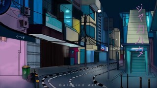 Part 2 | Drawing Anime Background : Beautiful City Night at Japan [Jakarta - Haji Nawi] | Goodbye