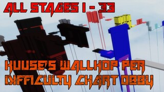 Kuuse's Wallhop Per Difficulty Chart Obby [All Stages 1-33] (ROBLOX Obby)
