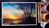 Sunset painting tutorial acrylic easy - Tutorial simpel melukis sunset
