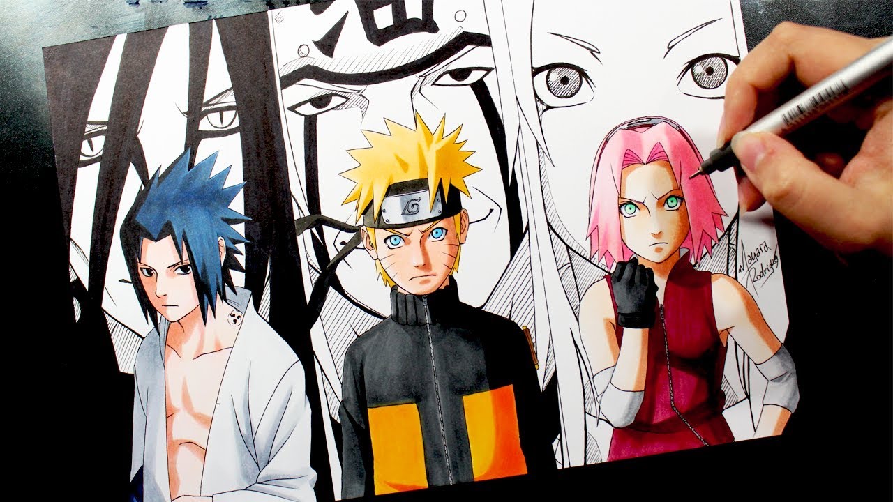 Speed Drawing - Minato, Naruto and Kushina #NARUTUBRO 