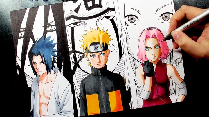 Speed Drawing - SASUKE | NARUTO | SAKURA + 3 SANNIN #NARUTUBRO