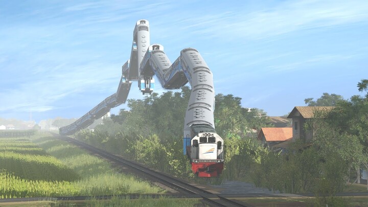 Kereta Api Tanpa Sayap Terbang di Langit - Wingless Train Flying in the Sky