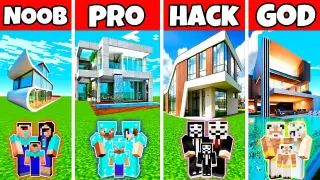 Minecraft Battle: FUTURE PRIME HOUSE BUILD CHALLENGE - NOOB vs PRO vs HACKER vs GOD