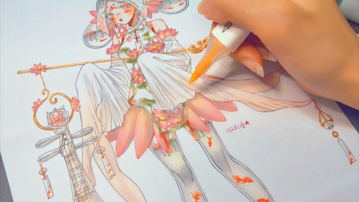 [Life] Process of Coloring: The Girl Holding a Pipa