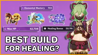 Kuki Shinobu Healing Comparison (Pure HP vs EM vs Healing Bonus Build) | Genshin Impact