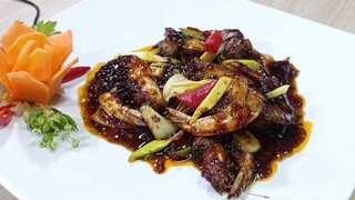 RESEP UDANG SAUS LADA HITAM