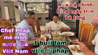 1 buổi làm việc của dâu việt ở pháp/ nấu ăn ở nhà hàng/Cuộc sống pháp/người việt kinh doanh ở pháp