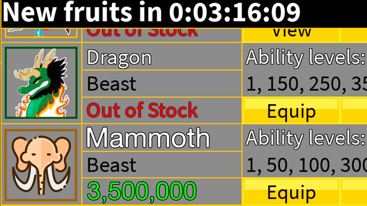 Mammoth Vs Dragon - Blox Fruit 