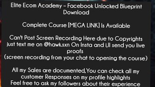 Elite Ecom Academy – Facebook Unlocked Blueprint DownloadCourse Download