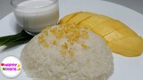 ขนมไทย แจกสูตรข้าวเหนียวมะม่วงอร่อยทำง่ายๆThai Mango Sticky Rice| happytaste