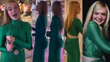 Elle Fanning hot look in green gown Paco Rabanne Fame