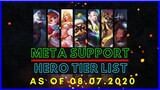 Meta Support ML Tier List August 2020 | Best Support in Mobile Legends Season 17