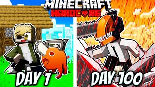 I Survived 100 DAYS as CHAINSAW MAN in Hardcore MINECRAFT!