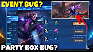 NEW EVENT FREE SKIN! PARTY BOX BUG? / NEW EVENT MOBILE LEGENDS - FREE SKIN MLBB