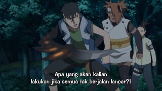 Kawaki sedang membantu Shikadai dan Chocho dalam menjalankan misi part 4