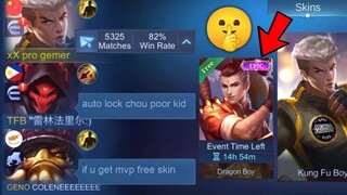 CHOU "NO SKIN" PRANK IN RANKED (my team reaction is 😂)  - Mobile Legends