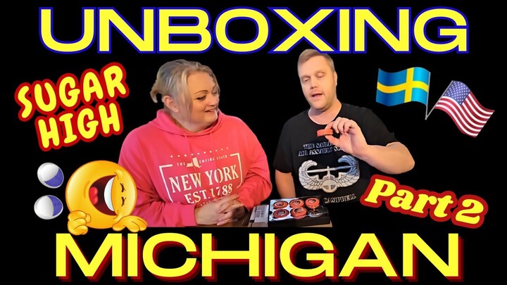 Swedish couple unbox YUMMY treats from Michigan part 2