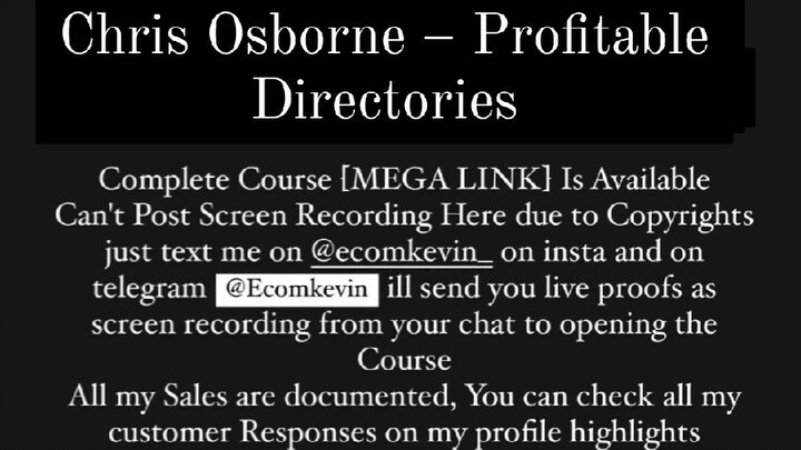 Chris Osborne – Profitable Directories COURSE IS AVAILABLE DM ME TO BUY @ecomkevin