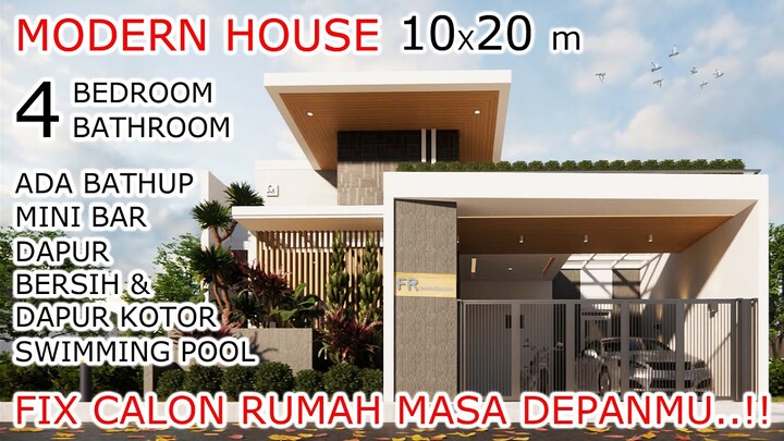 Modern house 10x20 meters 4 bedroom 4 bathroom+bathup swimming pool and mini bar