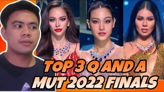 ATEBANG REACTION| MISS UNIVERSE THAILAND 2022 TOP 3 FINAL Q AND A SEGMENT #missuniversethailand2022