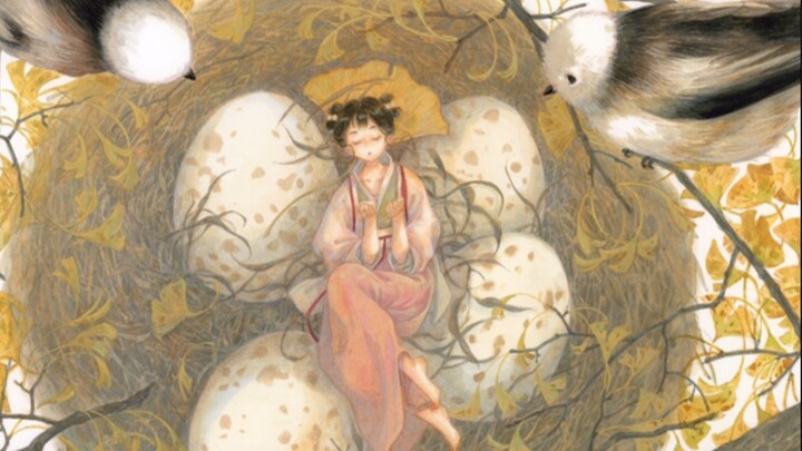 Aunt｜Yancai Process｜Ginkgo, Fat Chiu and Girl｜Which girl is sleeping on the tree~｜Painting record