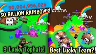 🍀I GOT 3 LUCKY TOPHATS *15O BILLION🌈*! Best RAINBOW Team?!🎩 in Bubblegum Simulator! (Roblox)