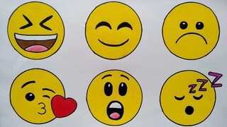 Cara menggambar dan mewarnai emoji || Belajar menggambar untuk pemula