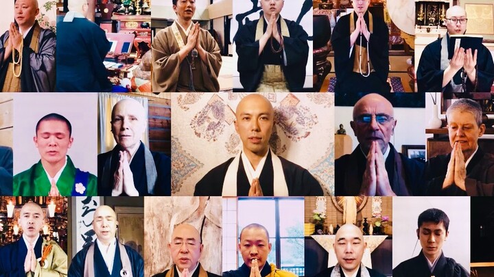 60 nhà sư từ khắp nơi trên thế giới đã cầu nguyện và hát "Bát nhã Tâm Kinh" [Yakushiji Kanbō]