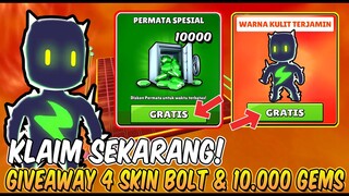 GIVEAWAY 4 SKIN SPESIAL BOLT DAN CARA MENDAPATKAN 10.000 GEMS GRATIS - Stumble Guys